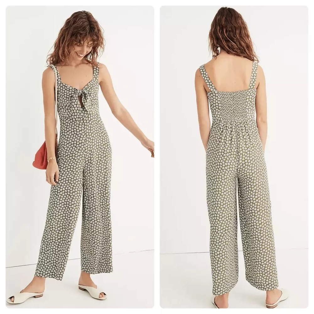 Madewell Green Floral Jumpsuit